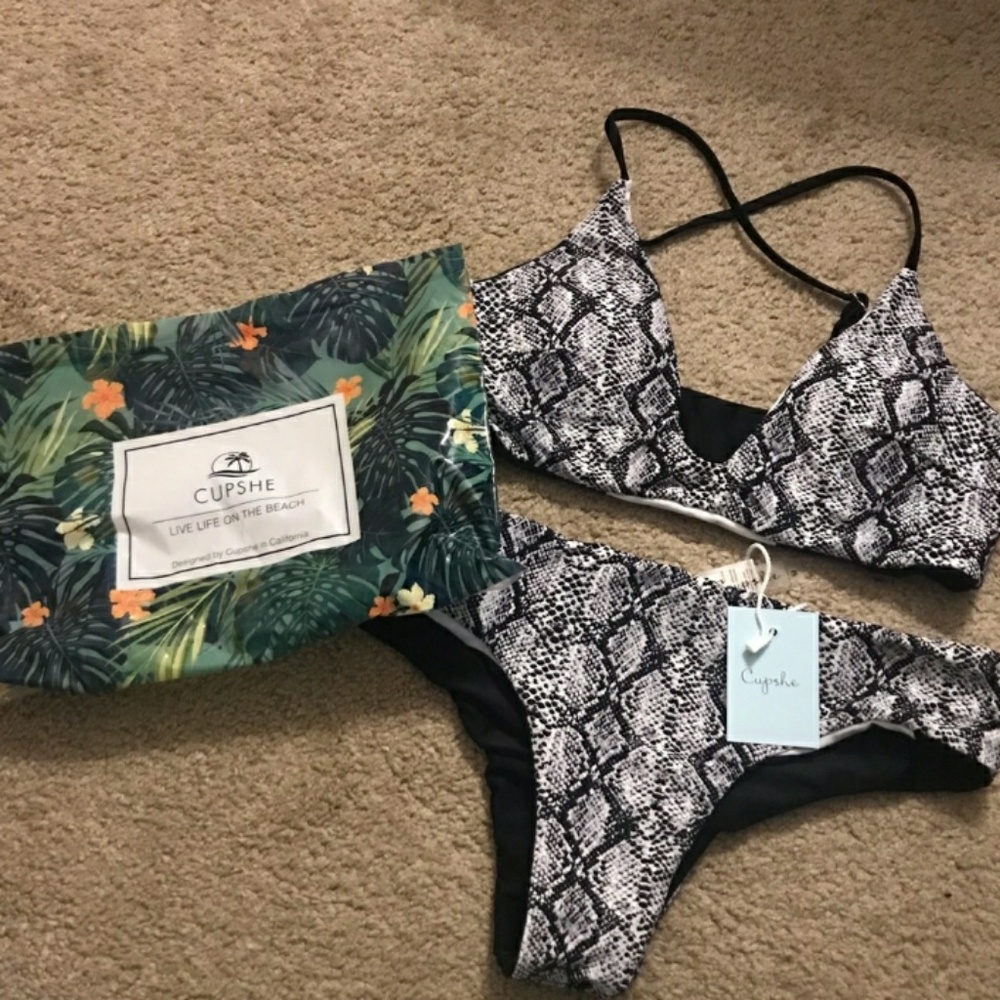 COPY - Snake Print Reversible Cupshe Bikini